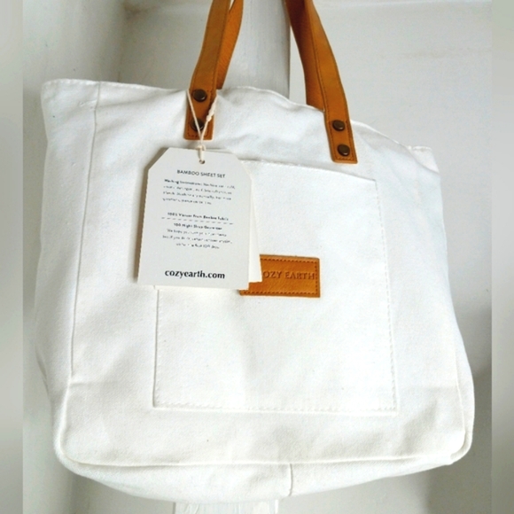 Cozy Earth Canvas Lightweight ECO Chic White Tote shoulder Bag Purse Sum… - Picture 3 of 7
